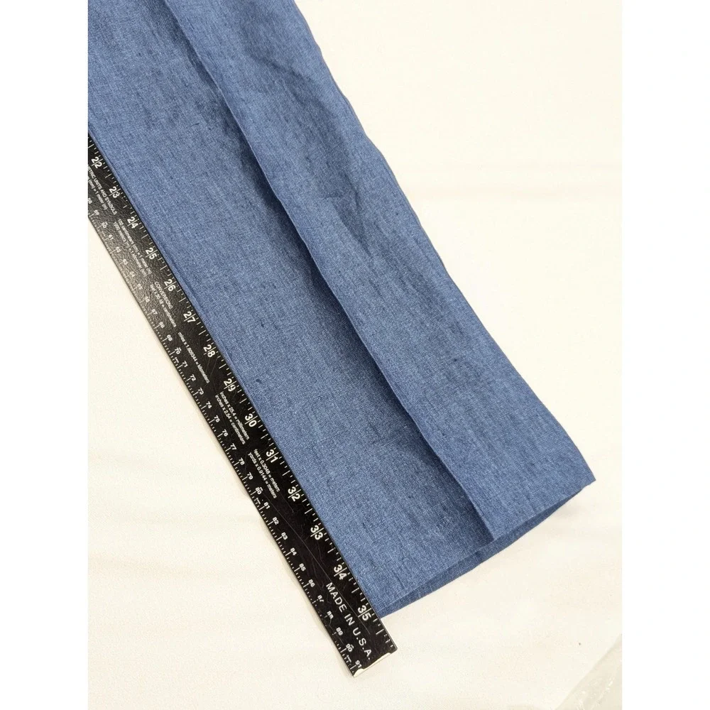 NWT Steven Giles 34x35 Tall Light Blue 100% Linen‎ Slim Trousers Made In Italy